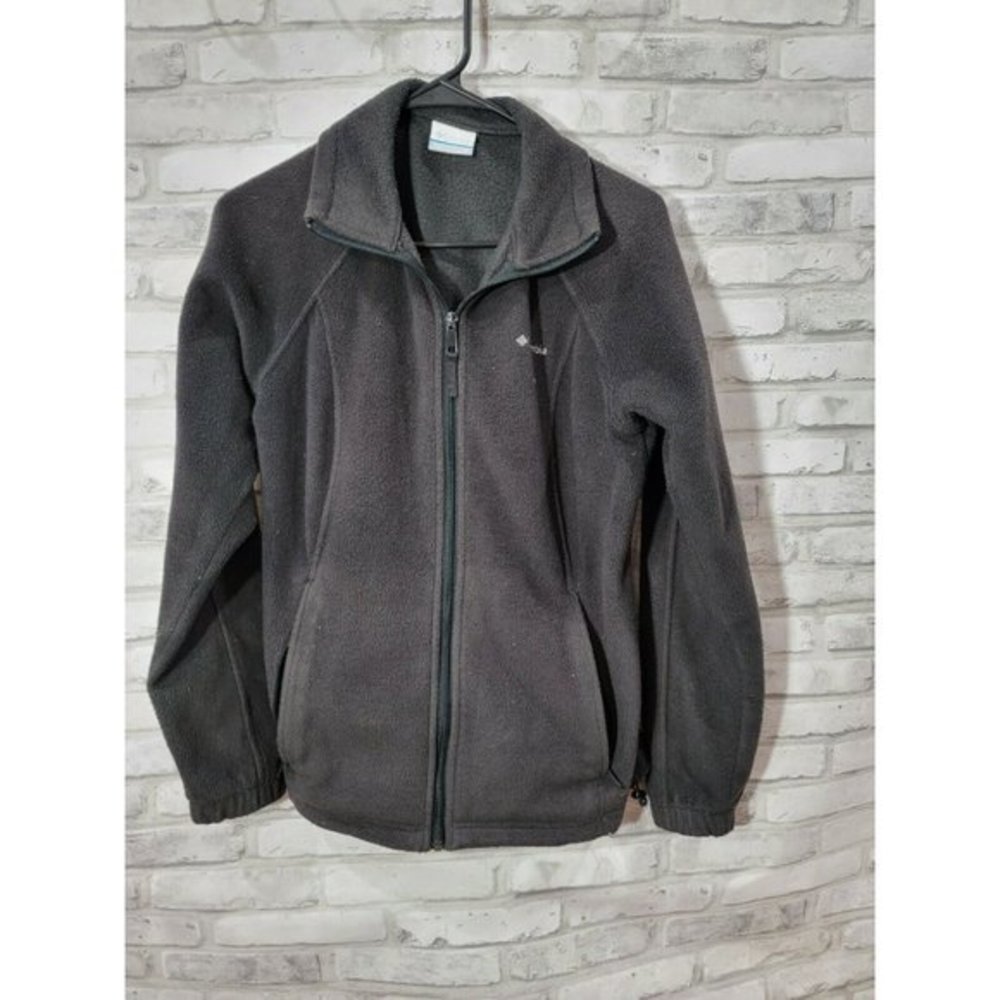 Columbia Womens Fleece Sweater Jacket Size‎ M Full Zip Black Medium